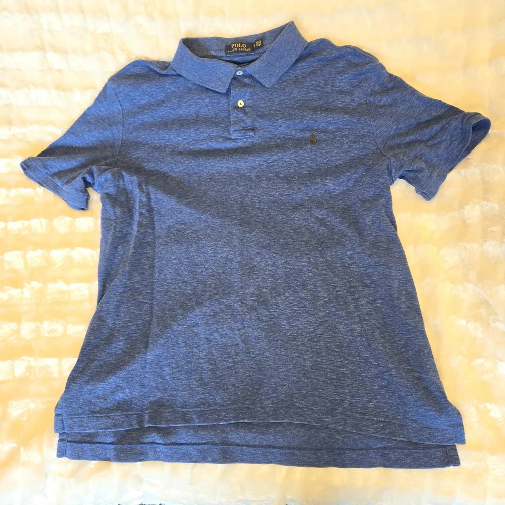 Ralph Lauren Blue Heather Polo Shirt with Embroidered Pony